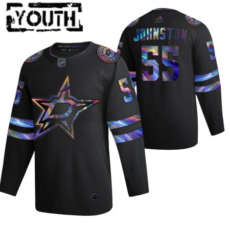 Kinder Eishockey Dallas Stars Trikot Wyatt Johnston 55 2021-22 Schillerndes holografisches Schwarz Authentic